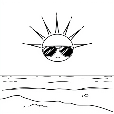 Sun in Sunglasses Over the Beach