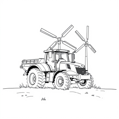 Tractor by the Windmill