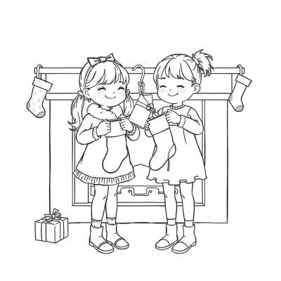 Two Sisters Hang Gift Stockings