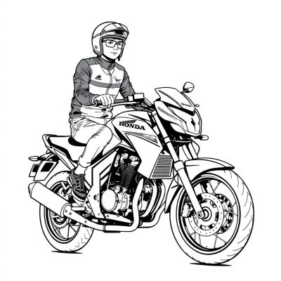 Young Biker and Honda Motorcycle