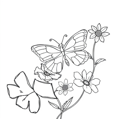 Butterfly with Flowers for Toddlers
