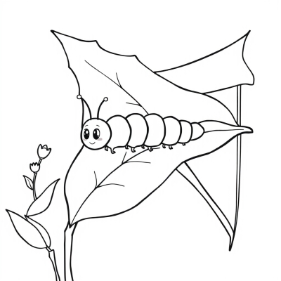 Cute Caterpillar on a Leaf