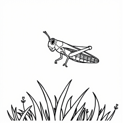 Grasshopper Jumping on the Grass