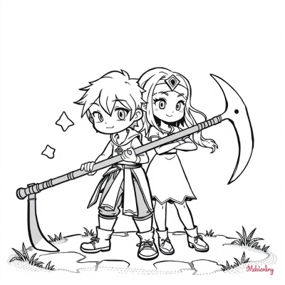 Kain and Pomni with a Scythe