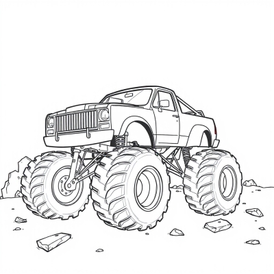 Blue Monster Truck with Lightning