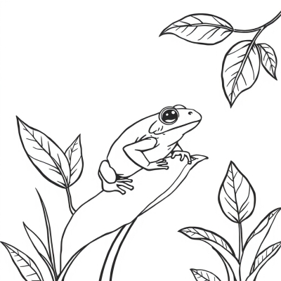 Red and Black Frog on a Plant