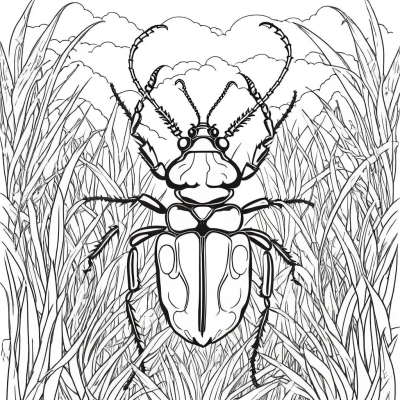 Stag Beetle and Grass