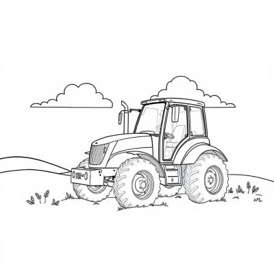 Blue Tractor and Clouds