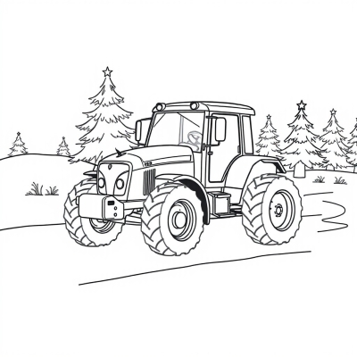 Blue Tractor and Christmas Trees