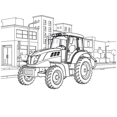 Blue Tractor in the City