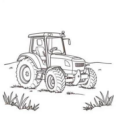 Blue Tractor on White Background