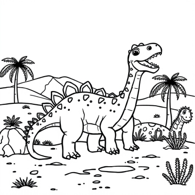 Cartoon Dimetrodon and Spinosaurus