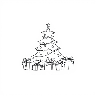 Christmas Tree with Star and Presents