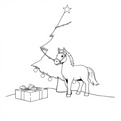 Christmas Tree with Toy Horse