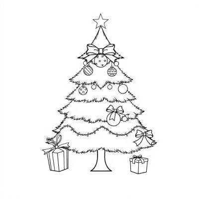 Christmas Tree with Baubles and Bows