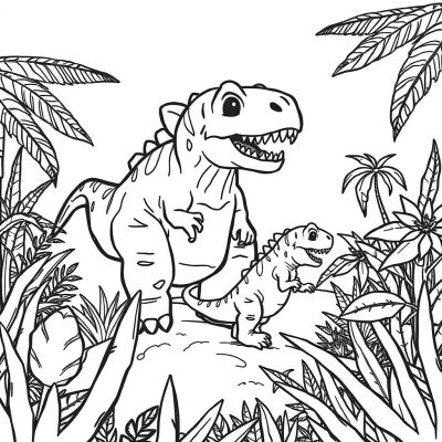 Dinosaur Mom and Baby