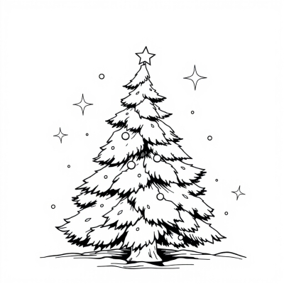 Fluffy Christmas Tree in Swirls