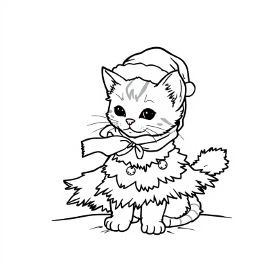 Kitten in a Christmas Tree Costume