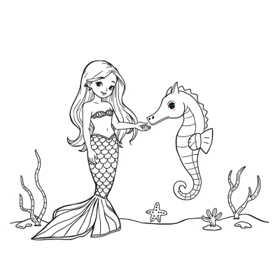 Mermaid and Seahorse for Kids