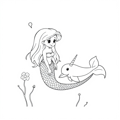 Mermaid and Baby Narwhal