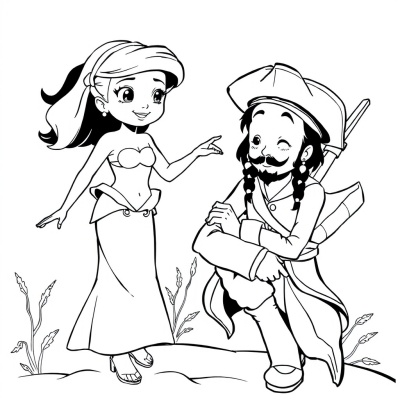 Mermaid and Captain Jack Sparrow