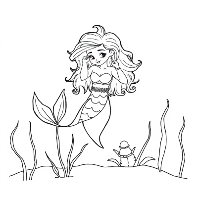 Mermaid with Curly Hair