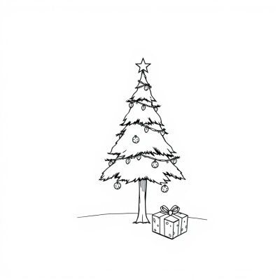A Humble Christmas Tree with a Small Gift