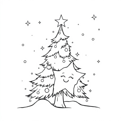 New Year Tree and Smiling Star