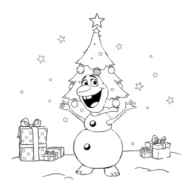 Olaf Dressed as a Christmas Tree
