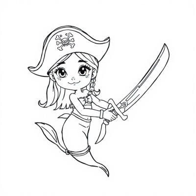 Pirate Mermaid with Saber