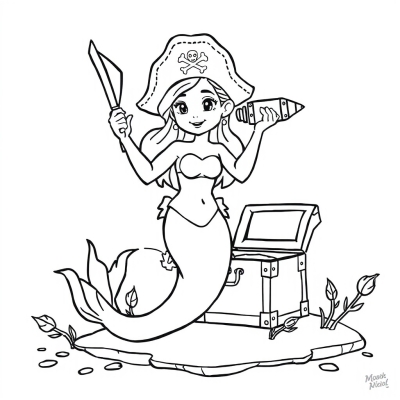 Mermaid Pirate with Treasure Chest