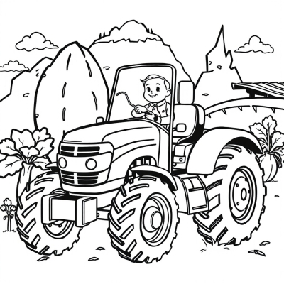 Professor from the Blue Tractor with Vegetables