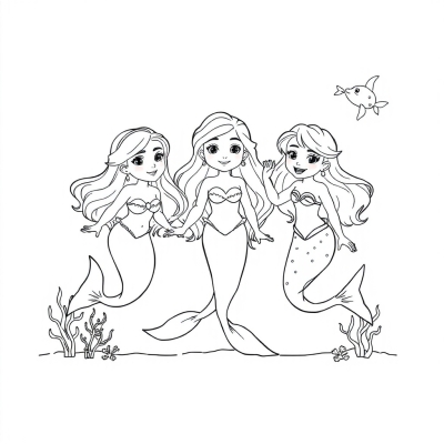 Three Mermaid Friends