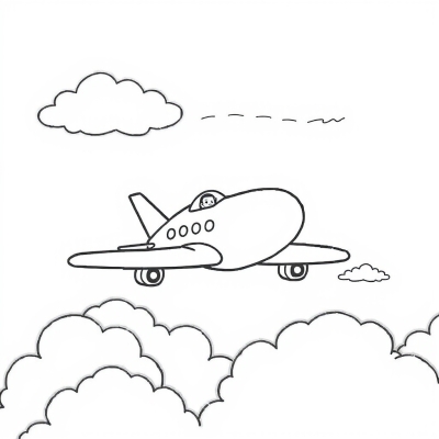 Airplane Flying through the Clouds