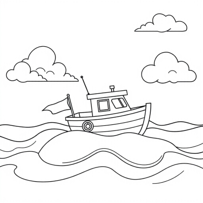 Boat Sails on the Waves
