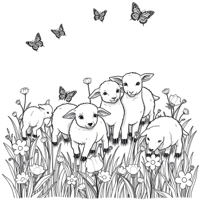 Postcard with Lambs