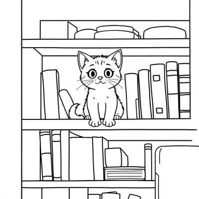 Любопытный котёнок на краю полки