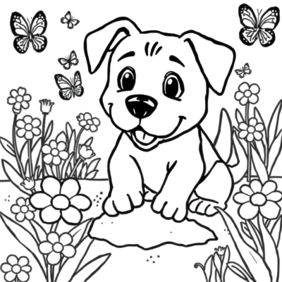 Пёс роет клумбу