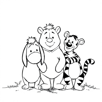 Eeyore, Winnie the Pooh and Tigger