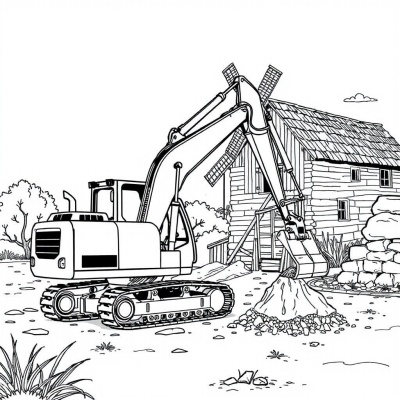Excavator by the Mill