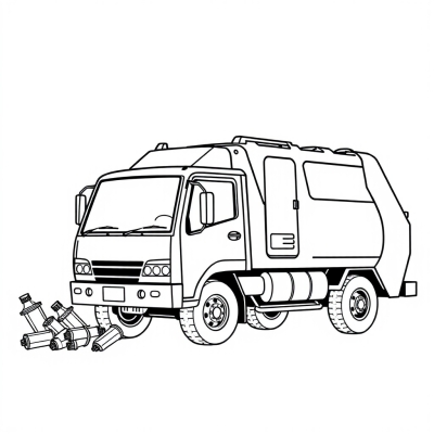 Garbage Truck Collects Trash