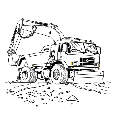 Huge Excavator and Dump Truck