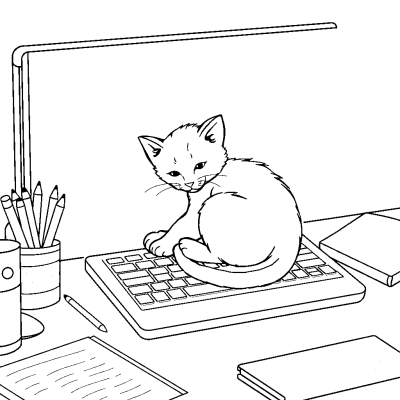 Котёнок свернулся на клавиатуре
