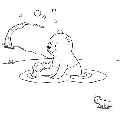 Winnie the Pooh and Piglet Go Swimming