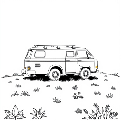 Camper Van on the Grass