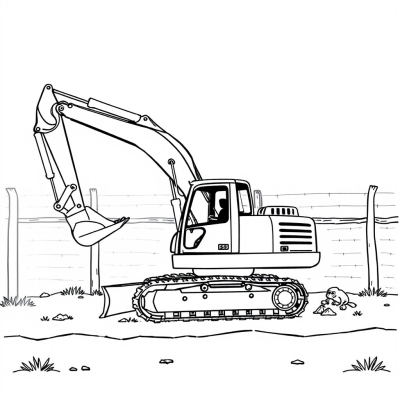 Simple Excavator by the Fence