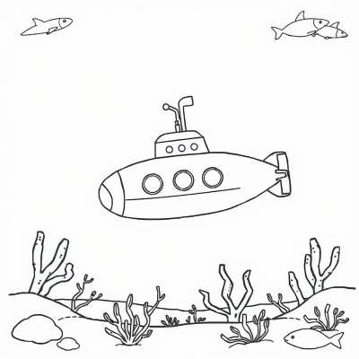 Submarine Swimming Deep Underwater