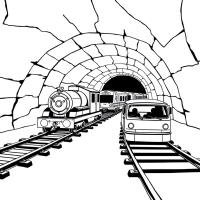 Trains Going Through a Tunnel