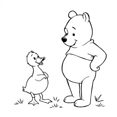 Winnie and Piglet with a Duck