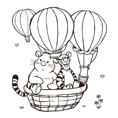 Winnie and Tigger in Hot Air Balloons